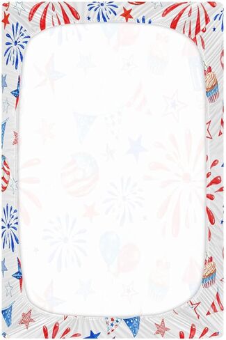 ملاءة سرير ملائمة للأولاد والبنات مقاس 4 يوليو، ملاءات أطفال ناعمة قابلة للتنفس للجنسين لمراتب سرير الأطفال القياسية ومراتب الأطفال الصغار مقاس 28 × 52 بوصة in Kuwait