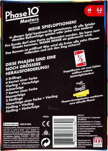 Mattel Games FPW34 Phase 10 Masters Card Game (Cover May Vary) for 7 Jahre to 99 Jahre in Saudi Arabia