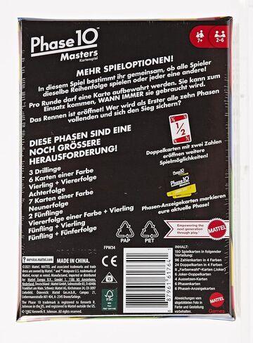 Mattel Games FPW34 Phase 10 Masters Card Game (Cover May Vary) for 7 Jahre to 99 Jahre in Saudi Arabia