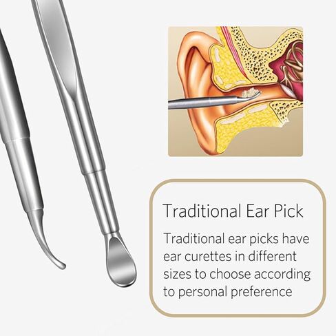 أداة إزالة شمع الأذن مكونة من 8 قطع، مجموعة إزالة شمع الأذن، مجموعة تنظيف الأذن، أداة إزالة شمع الأذن مع فرشاة تنظيف وصندوق تخزين (فضي) in Kuwait
