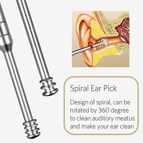 أداة إزالة شمع الأذن مكونة من 8 قطع، مجموعة إزالة شمع الأذن، مجموعة تنظيف الأذن، أداة إزالة شمع الأذن مع فرشاة تنظيف وصندوق تخزين (فضي) in Kuwait