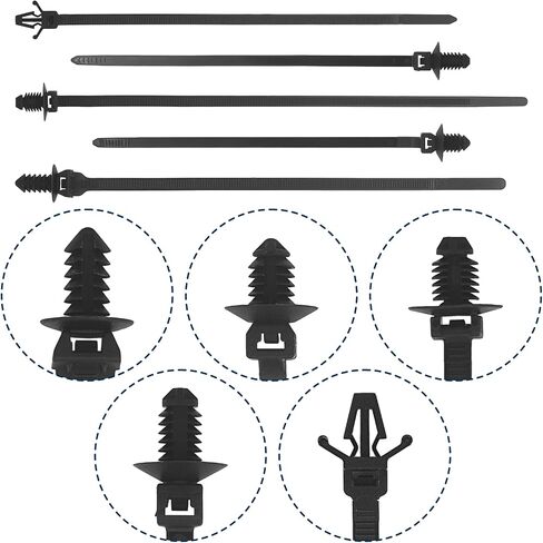 50 Pcs Push Mount Cable Ties, Nylon Push Mount Zip Ties Self Locking Wire Harness Clips, Heavy Duty Automotive Wire Clips Snap in Cable Zip Ties Fastener Car Mount Wire Ties (5-Types) in Saudi Arabia