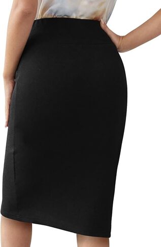 Sweet Hearts Women’s Basic Stretch Pencil Skirt- Regular & Plus Size- Below Knee Office Midi Bodycon Nylon Skirt Made in USA in Kuwait