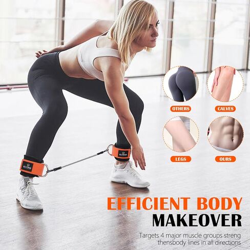 Ankle Resistance Bands with Cuffs, Ankle Bands for Working Out, Ankle Resistance Band for Leg, Booty Workout Equipment for Kickbacks Hip Fitness Training, Exercise Bands for Butt Lift Women(Orange) in Saudi Arabia