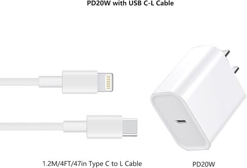 PD20w Fast Charger for iPhone 14 13, Othoking USB Type C Wall Charger with 4FT USB C to L Cable Compatible with iPhone 14/13 Pro Max iPad and More in Kuwait