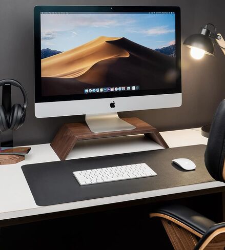 Oakywood Monitor Stand, iMac Computer Ergonomic Position Riser, Computer at Eye-Level Position, Handcrafted & Hand-Polished in EU, Solid Wood Home Office Accessories, Elevation 9 cm, Oak in Saudi Arabia