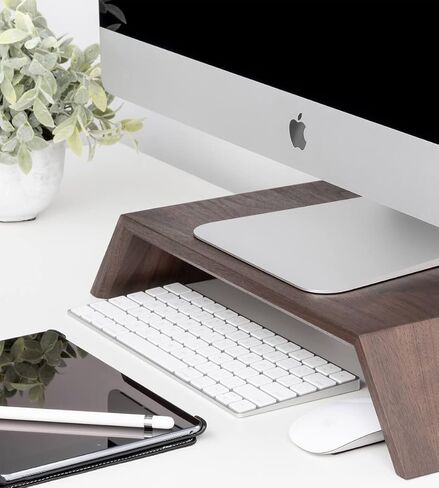 Oakywood Monitor Stand, iMac Computer Ergonomic Position Riser, Computer at Eye-Level Position, Handcrafted & Hand-Polished in EU, Solid Wood Home Office Accessories, Elevation 9 cm, Oak in Saudi Arabia