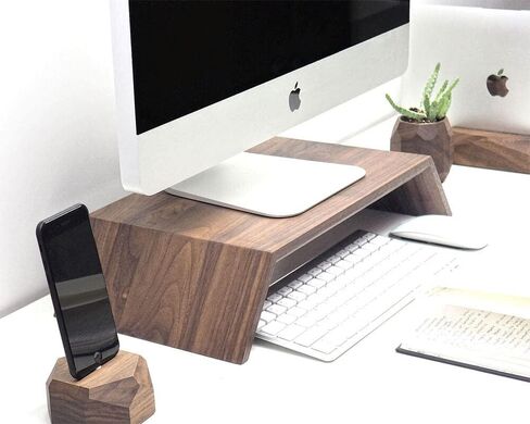 Oakywood Monitor Stand, iMac Computer Ergonomic Position Riser, Computer at Eye-Level Position, Handcrafted & Hand-Polished in EU, Solid Wood Home Office Accessories, Elevation 9 cm, Oak in Saudi Arabia