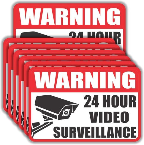 ملصق لافتة مراقبة بالفيديو - (عبوة من 20) ملصق تحذير كبير لتسجيل CCTV مقاس 4 بوصات × 6 بوصات، مغلف بالفينيل ذاتي اللصق لمقاومة الطقس في الداخل والخارج in Saudi Arabia