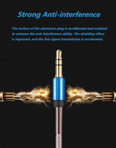 Cotchear خرطوم معدني صوت ستيريو ذكر إلى ذكر كابل 3.3ft/1m 90 درجة زاوية 3.5 ملم سلك مساعد عالمي للسيارة Aux للهاتف PC مكبر الصوت (رمادي) in Kuwait