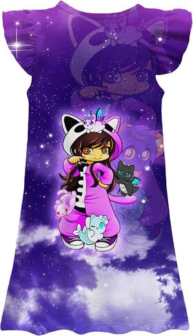 Girls Cartoon Dress Cute Cartoon Character Ruffled Sleeve Summer Dress Party Gift Dress in Saudi Arabia