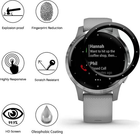 [3 عبوات] واقي شاشة متوافق مع Garmin vívoactive 4S، أقصى تغطية، مضاد للخدش، خالي من الفقاعات، منحني ثلاثي الأبعاد، واقي شاشة مرن عالي الدقة لـ Garmin vívoactive 4S in Kuwait
