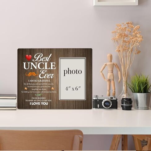 Uncle Gifts From Nephew Niece, Gifts for Uncle Wood Photo Frame Best Uncle Ever Wooden Picture Frame Uncle Gift (Photo 4x6 Inches) in Saudi Arabia
