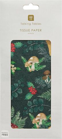 Talking Tables 4 x Forest Mushroom Themed Tissue Paper Sheets for Xmas Presents | Festive Christmas Gift Wrapping for Adults or Kids |Plastic Free & Recyclable at Home | 70cm x 50cm. in Saudi Arabia