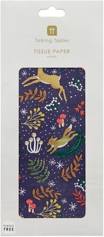 Talking Tables 4 x Forest Mushroom Themed Tissue Paper Sheets for Xmas Presents | Festive Christmas Gift Wrapping for Adults or Kids |Plastic Free & Recyclable at Home | 70cm x 50cm. in Saudi Arabia