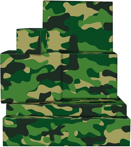 12 Sheets 28 * 20 Inches Camo Wrapping Paper for Men Boys Kids, Green Camouflage Gift Wrap Paper for Birthday Camping Themed Party Retirement Hunting Party Crafts in Saudi Arabia