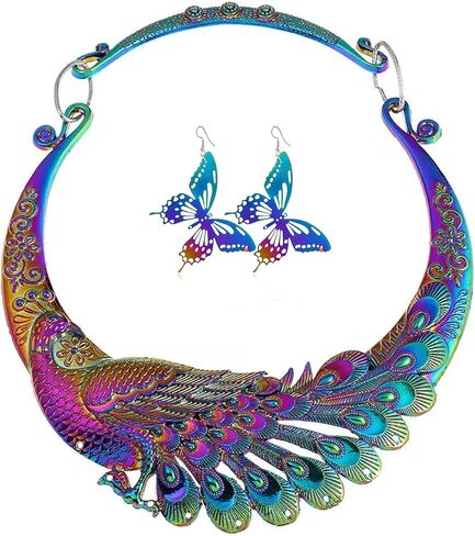 الرجعية خمر العرقية منحوتة الطاووس مكتنزة مريلة طوق المختنق قلادة للنساء الهندي مبالغ فيها مجوهرات ممسوك عقد بطرا عتيق كلاسيكي in Kuwait