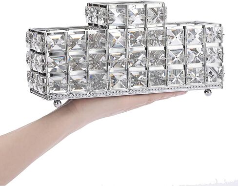 Hipiwe Crystal Remote Control Holder Gold Bling Makeup Brush Organizer Remote Caddy Candle Holder Tabletop Pen Pencil Storage Holder for Dresser Office Bathroom,2-Slot in Saudi Arabia