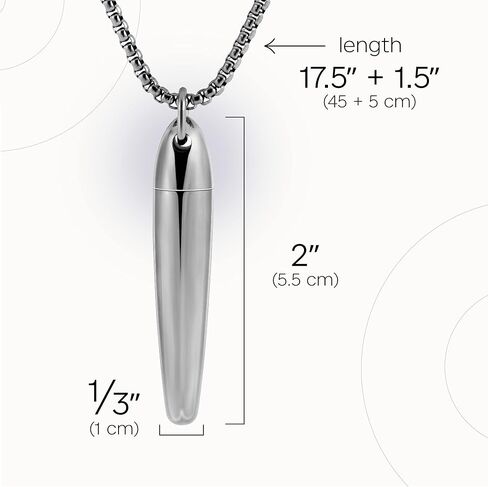 Urn Necklace for Ashes for Men and Women - Pet Cremation Jewelry for Ashes - Stainless Steel Small Keepsake Pendant for Human Ashes (Silver) in Saudi Arabia