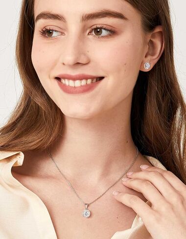 MomentWish Heart Necklace for Women, 1 Carat Simulated Moissanite Necklace for Her 925 Sterling Silver Halo Pendant Anniversary Valentine's Day Birthday Gifts for Mom Wife Girlfriend-Heart in Kuwait