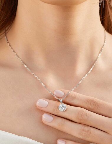 MomentWish Heart Necklace for Women, 1 Carat Simulated Moissanite Necklace for Her 925 Sterling Silver Halo Pendant Anniversary Valentine's Day Birthday Gifts for Mom Wife Girlfriend-Heart in Kuwait