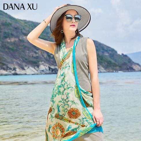 DANA XU 100% Pure Mulberry Crinkle Georgette Silk Large Size Wedding Pashmina Shawls and Wraps travel floral Scarf for Women in Saudi Arabia