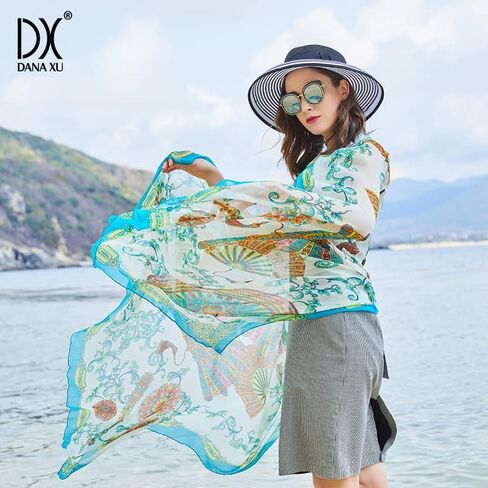 DANA XU 100% Pure Mulberry Crinkle Georgette Silk Large Size Wedding Pashmina Shawls and Wraps travel floral Scarf for Women in Saudi Arabia