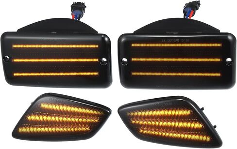 Car LED Side Marker Switchback Turn Signal Light 55155629AC for Jeep Wrangler 2001-2006 Plastic Smoked Lens White Amber Light (Set of 4) in Saudi Arabia