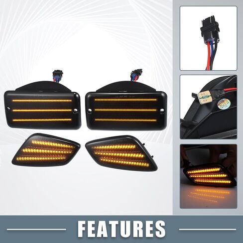 Car LED Side Marker Switchback Turn Signal Light 55155629AC for Jeep Wrangler 2001-2006 Plastic Smoked Lens White Amber Light (Set of 4) in Saudi Arabia
