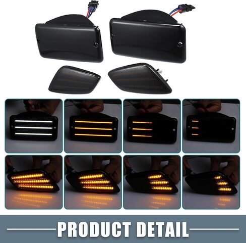 Car LED Side Marker Switchback Turn Signal Light 55155629AC for Jeep Wrangler 2001-2006 Plastic Smoked Lens White Amber Light (Set of 4) in Saudi Arabia