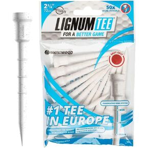 LIGNUM Tee - Classic Golf Tees - Sports Golf Tees - Anti Spin Head, Bio-Based Micro Wood, 50x Durable