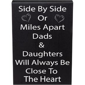 JennyGems Dads and Daughters Will Always Be Close To the Heart Wooden Sign, Dad Gifts From Daughter, Wall Hanging and Shelf Decor, Made in USA