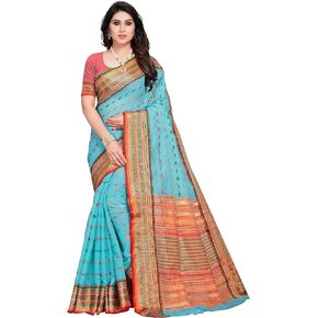 Women's Kota Doria Cotton Manipuri Saree With Unstitched Blouse Piece