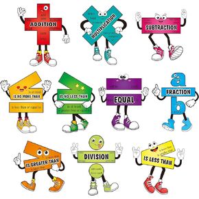 10 Pcs Math Posters Math Symbol Posters Educational Learning Poster Math Signs with 80 Adhesive Glue Points Classroom Supplies for Teachers Elementary Middle School Bulletin Board Decor in Kuwait