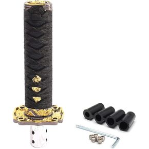 Katana Shift Knob Samurai Sword Shift Knob with 4 Adapters 15cm Compatible with Manual Cars Most Automatic Cars Universal Black/Black