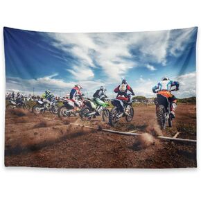 KULUSSY Tapestry wall hanging 80x60 Inch Motorcycle Motorsport Mountain Sunset Dirt Motocross Recreation Sports Decorations tapestry for bedroom Living Decor in Saudi Arabia