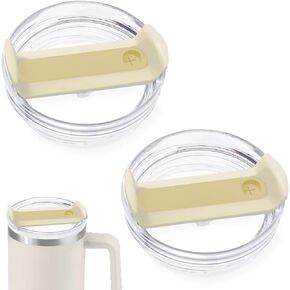 40 OZ Tumbler Lid Replacement Fit for Stanley Cup, 2 Pack Clear Replacement Lids Fit for Stanley Travel Tumbler, Spill Proof Tumbler Covers for Stanley Cup Accessories (Clear - Black)