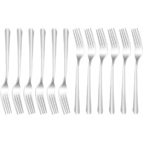 MJIYA 12 PCS Dinner Forks Silverware Set - 7 Inch Heavy Duty Stainless Steel Forks, Mirror Polished - Dishwasher Safe - Ideal for Home, Kitchen, or Restaurant Use