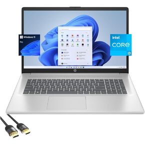 HP Laptop for Students and Business, 17.3" FHD IPS Display, 12th Gen Intel Core i3-1215U (Up to 4.40 GHz), 16GB RAM, 1TB PCIe SSD, Webcam, Keypad, USB-C, Bluetooth, HDMI, PDG HDMI Cable, Win 11 Pro
