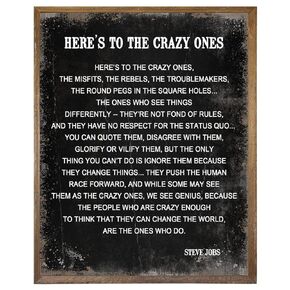 Here's to the Crazy Ones Quote- Motivational Wall Art Decor - Inspirational Wall Posters Prints - Gift for Entrepreneur Boss - Picture for Office Classroom - Encouragement Sayings for Wall Men - 8x10