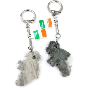Irish Connemara Marble Map of Ireland Keychain (2)