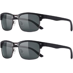 Dollger Polarized Sunglasses Men Half Frame Sunglasses Square Semi-Rimless Driving SunGlasses Shades for Men UV400 Protection