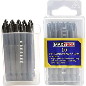 MaxTool 10PCs PH2x3" Identical Screwdriver Bit Set; Phillips Head #2; 3" OAL; 1/4" Hex; S2 Premium Alloy Tool Steel; PH2x3P10-S2 in Saudi Arabia