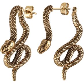 HZMAN Gothic Snake Earring Stainless Steel Punk Hip Hop Animal Snakes Piercing Earrings Party Jewelry Gift for Men Women