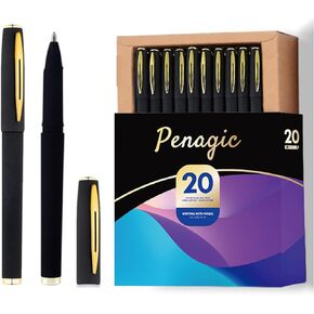 Pen with Stylus Tip, P-223B, Gel Pens Fine Point [0.5mm] Black Ink, Roller Ballpoint Pens Matt Design, Stationery Pens for School Office Supplies