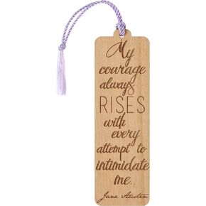 Wood Bookmark - Jane Austen Pride and Prejudice Quote - Laser Engraved - Made in The USA - Wooden Book Mark with Lavender Tassel - Elizabeth Bennet