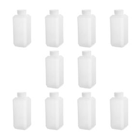 Bettomshin 10Pcs Narrow Mouth HDPE Reagent Bottle, 250mL/8.45oz Square Plastic Lab Chemical Reagent Bottle, Leak Proof, Translucent Sample Sealing Liquid/Solid Storage Container with Caps