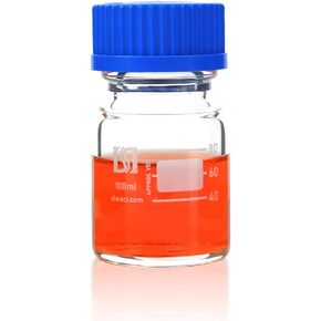 ALWSCI Lab Media Bottles, 100 ml Wide Mouth Reagent Bottle Scientific Rounded Graduated Borosilicate Glass 3.3 Storage Container GL45 Screw Cap Leakproof for Labs,Classrooms or Home Liquids Use