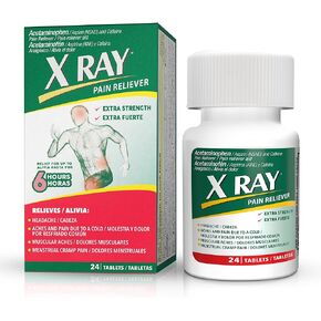 X RAY Extra Strength Pain Reliever - Acetaminophen, Aspirin (NSAID), and Caffeine - 24 Tablets