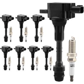 Ignition Coil Pack UF510 & Spark Plugs Set of 8 Compatible with 2004-2006 Infiniti QX56, 2005-2006 Nissan Armada, 2004-2007 Nissan Titan, 2004 Nissan Pathfinder Replace#GN10243, 5C1482